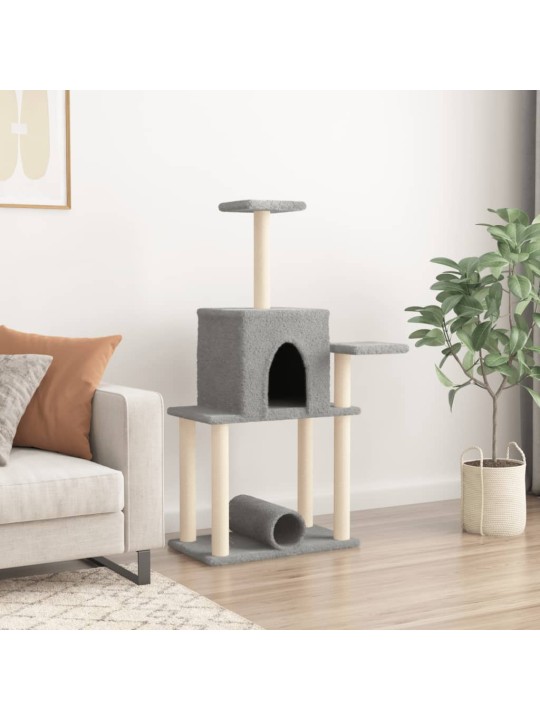 Škrabadlo pro kočky se sisalovými sloupky světle šedé 122 cm