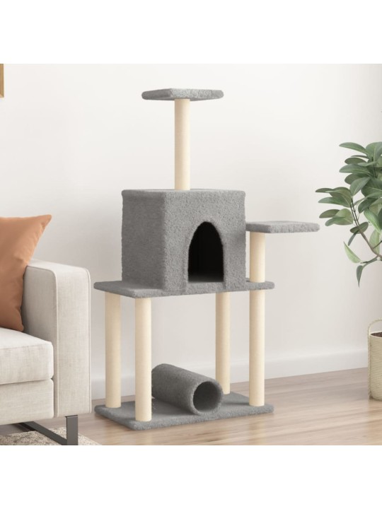 Škrabadlo pro kočky se sisalovými sloupky světle šedé 122 cm