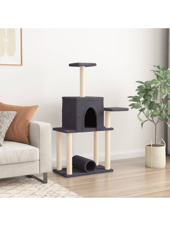 Škrabadlo pro kočky se sisalovými sloupky tmavě šedé 122 cm