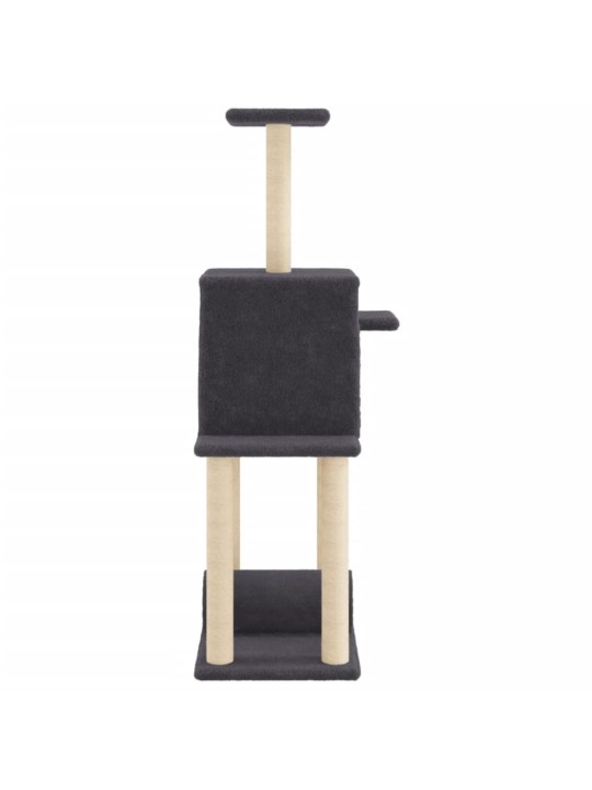 Škrabadlo pro kočky se sisalovými sloupky tmavě šedé 122 cm