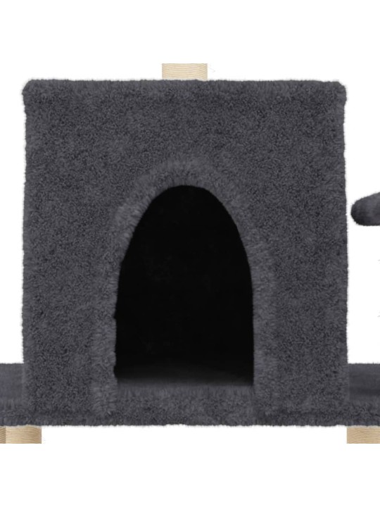 Škrabadlo pro kočky se sisalovými sloupky tmavě šedé 122 cm