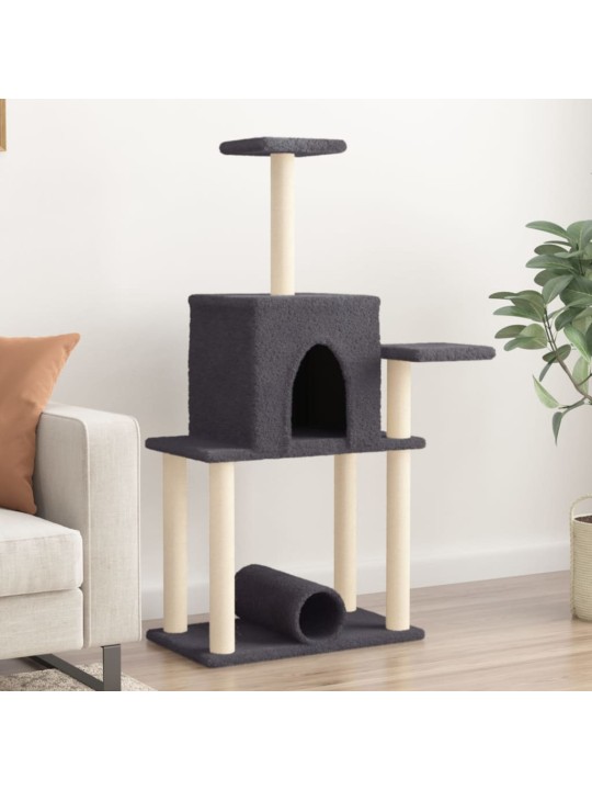 Škrabadlo pro kočky se sisalovými sloupky tmavě šedé 122 cm