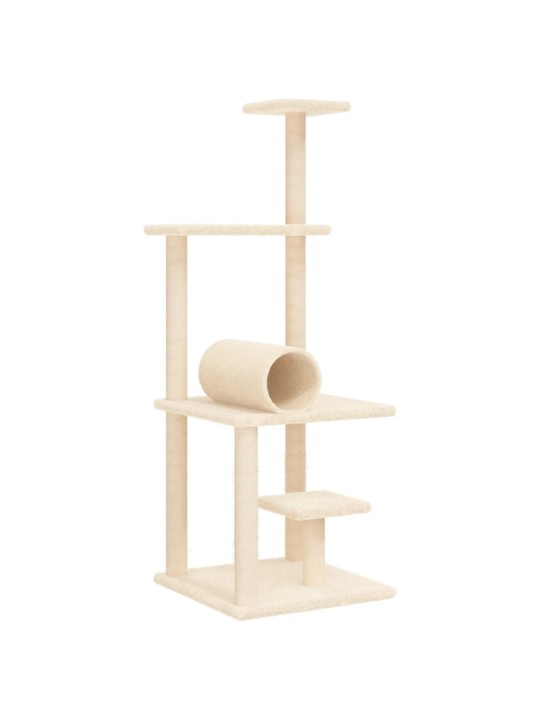 Škrabadlo pro kočky se sisalovými sloupky krémové 136 cm