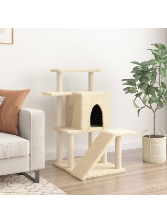 Škrabadlo pro kočky se sisalovými sloupky krémové 97 cm