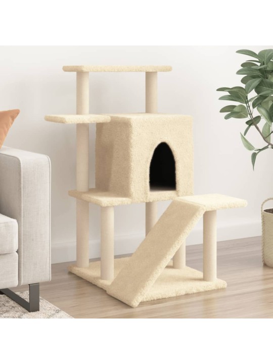 Škrabadlo pro kočky se sisalovými sloupky krémové 97 cm