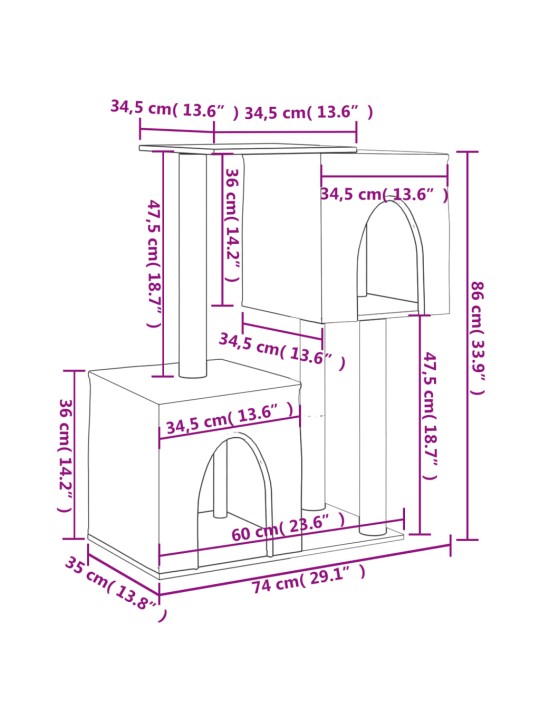 Škrabadlo pro kočky se sisalovými sloupky tmavě šedé 86 cm