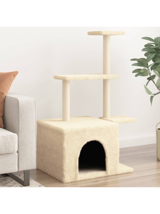 Škrabadlo pro kočky se sisalovými sloupky krémové 110 cm