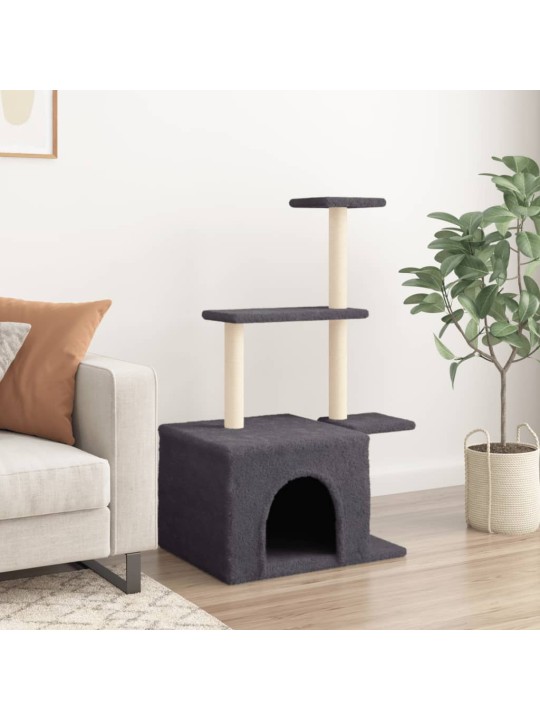 Škrabadlo pro kočky se sisalovými sloupky tmavě šedé 110 cm