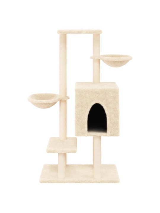 Škrabadlo pro kočky se sisalovými sloupky krémové 117 cm