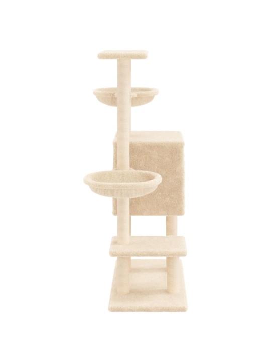 Škrabadlo pro kočky se sisalovými sloupky krémové 117 cm