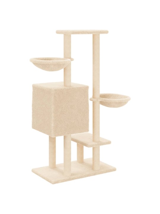 Škrabadlo pro kočky se sisalovými sloupky krémové 117 cm