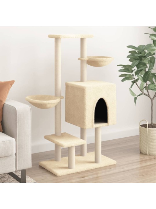Škrabadlo pro kočky se sisalovými sloupky krémové 117 cm