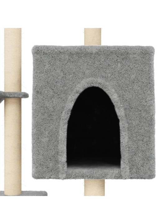 Škrabadlo pro kočky se sisalovými sloupky světle šedé 117 cm