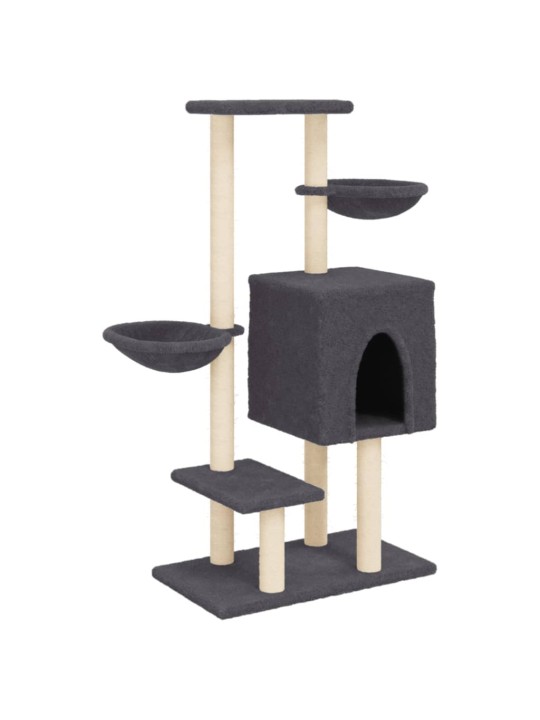 Škrabadlo pro kočky se sisalovými sloupky tmavě šedé 117 cm