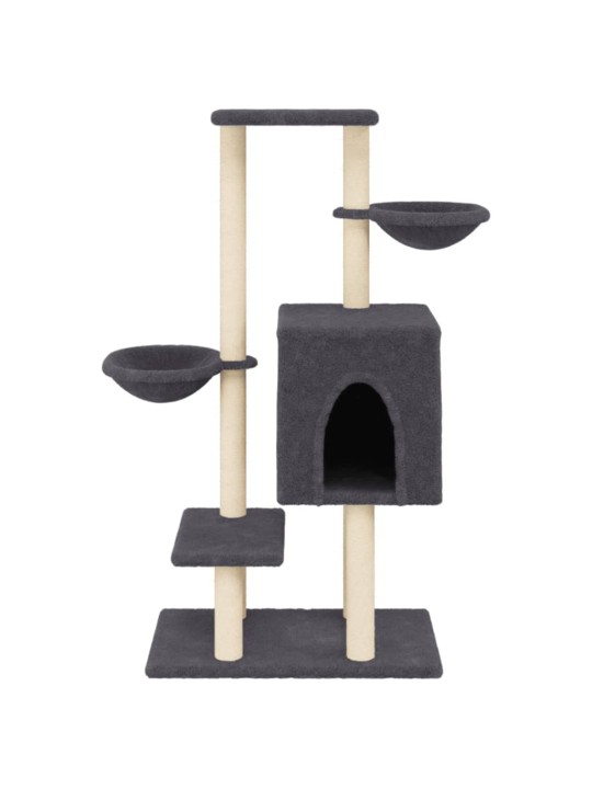 Škrabadlo pro kočky se sisalovými sloupky tmavě šedé 117 cm