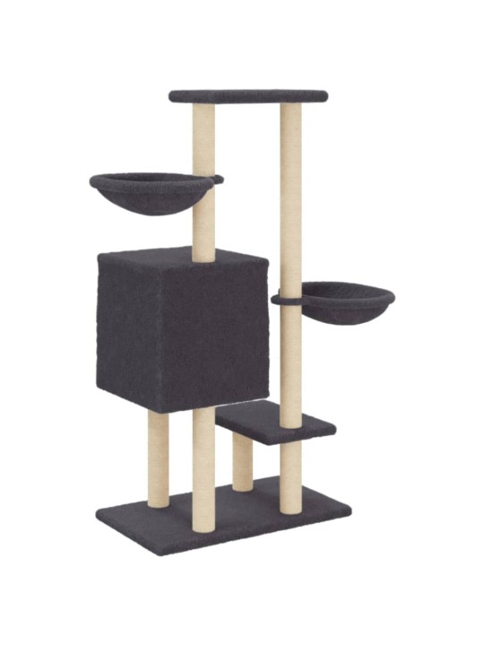 Škrabadlo pro kočky se sisalovými sloupky tmavě šedé 117 cm
