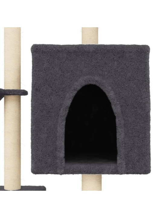 Škrabadlo pro kočky se sisalovými sloupky tmavě šedé 117 cm