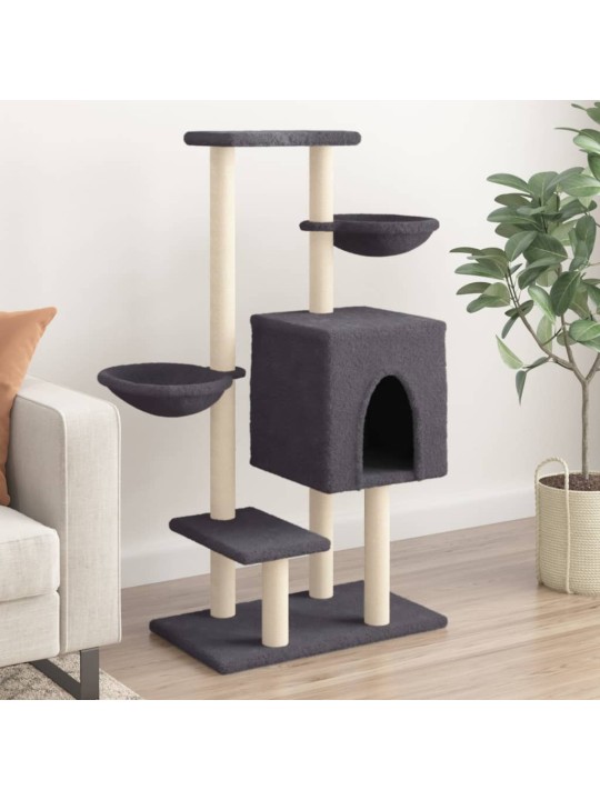 Škrabadlo pro kočky se sisalovými sloupky tmavě šedé 117 cm