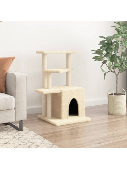 Škrabadlo pro kočky se sisalovými sloupky krémové 83,5 cm