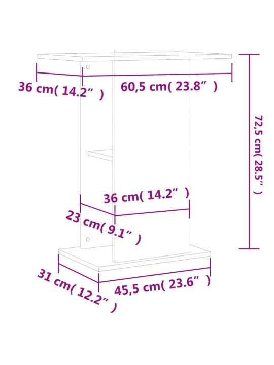 Stojan na akvárium betonově šedý 60,5 x 36 x 72,5 cm kompozit