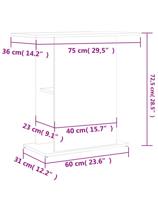 Stojan na akvárium kouřový dub 75x36x72,5 cm kompozitní dřevo