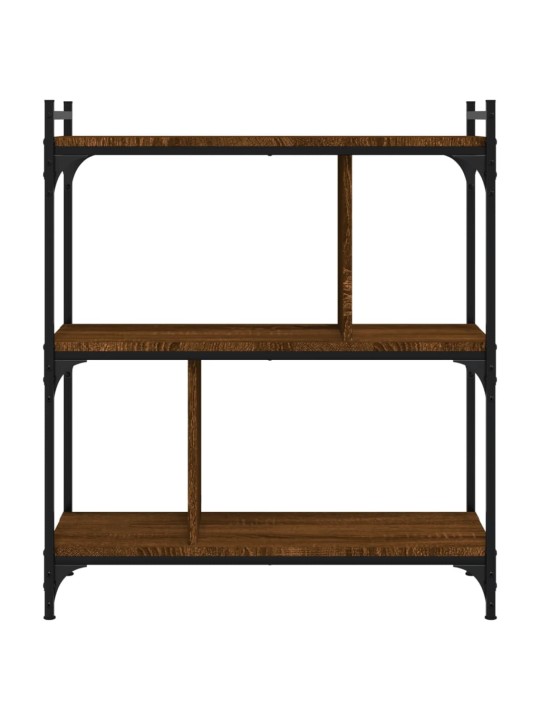 Knihovna se 3 policemi hnědý dub 76x32x88 cm kompozitní dřevo
