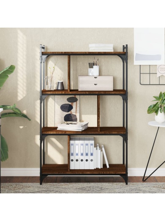 Knihovna se 4 policemi hnědý dub 76x32x123 cm kompozitní dřevo