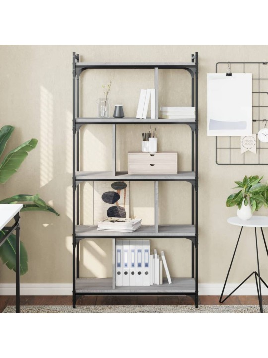 Knihovna s 5 policemi šedá sonoma 76x32x158 cm kompozitní dřevo