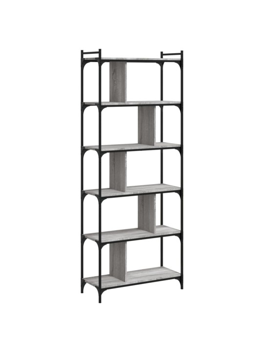 Knihovna s 6 policemi šedá sonoma 76x32x192 cm kompozitní dřevo