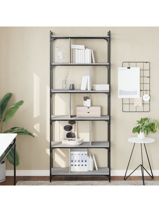 Knihovna s 6 policemi šedá sonoma 76x32x192 cm kompozitní dřevo