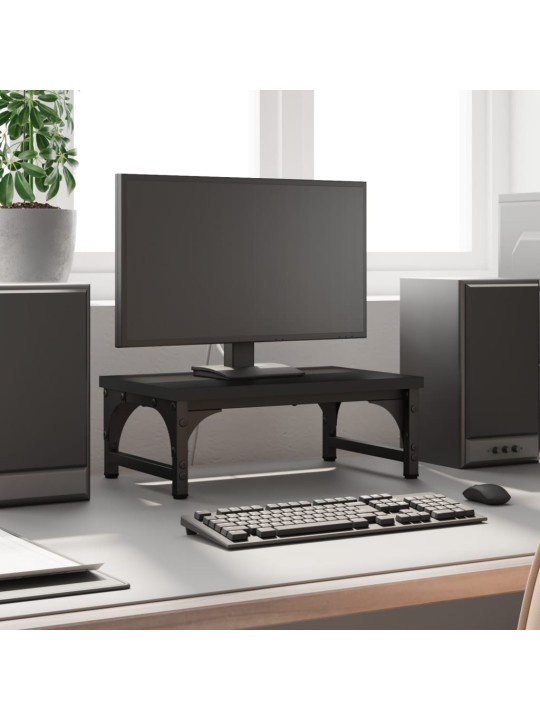 Stojan na monitor černý 37 x 23 x 14 cm kompozitní dřevo