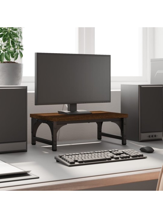Stojan na monitor hnědý dub 37 x 23 x 14 cm kompozitní dřevo