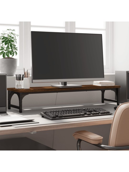 Stojan na monitor hnědý dub 85 x 23 x 15,5 cm kompozitní dřevo