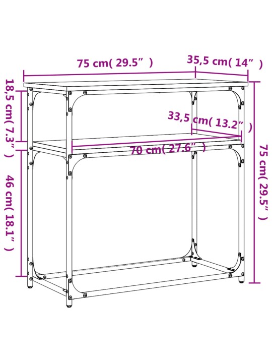 Konzolový stolek dub sonoma 75 x 35,5 x 75 cm kompozitní dřevo