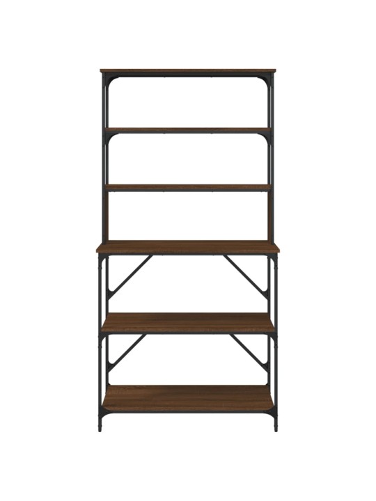 Kuchyňský regál 6patrový hnědý dub 90 x 40 x 180 cm kompozit
