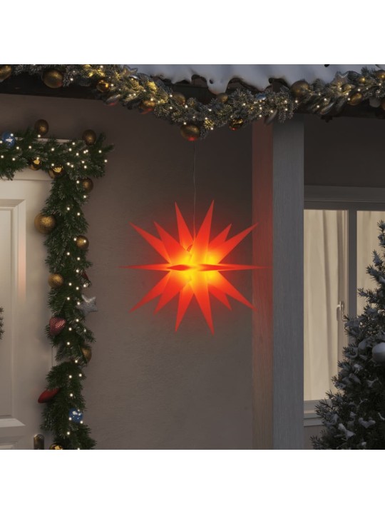 Svítící vánoční hvězda s LED skládací červená 57 cm
