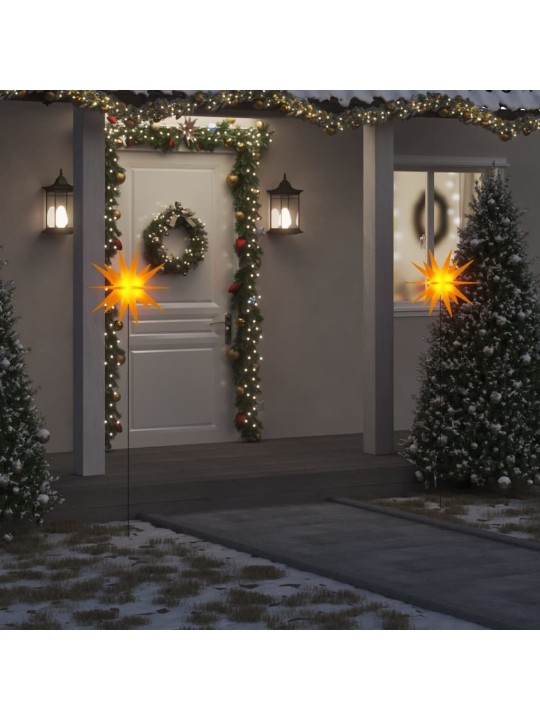 Svítící vánoční hvězda s hrotem a LED skládací žlutá 57 cm