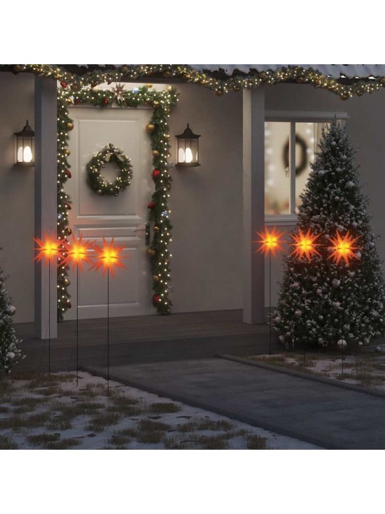 Svítící vánoční hvězdy s hroty 3 ks LED skládací červené 35 cm