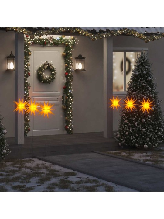 Svítící vánoční hvězdy s hroty 3 ks LED skládací žluté 35 cm