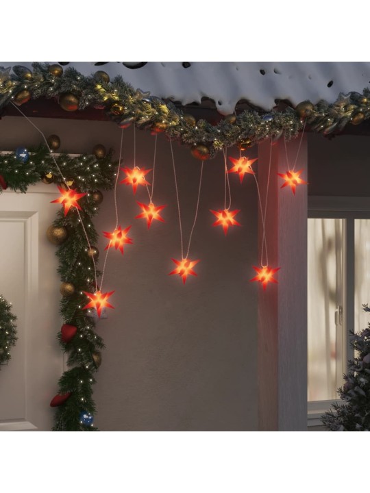 Svítící vánoční hvězdy s LED 10 ks červené 10 cm