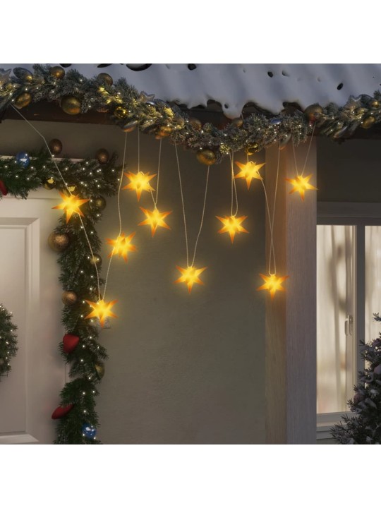 Svítící vánoční hvězdy s LED 10 ks žluté 10 cm