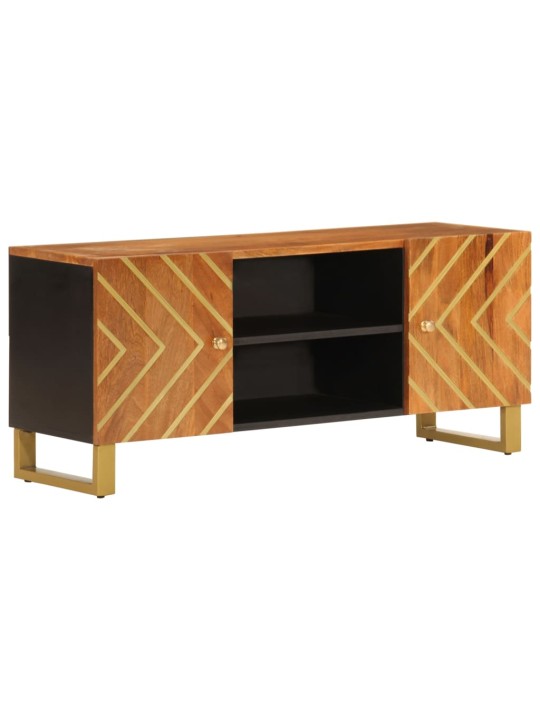 TV skříňka hnědá a černá 105 x 33,5 x 46 cm masivní mangovník