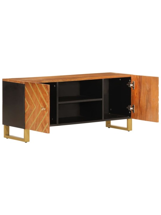 TV skříňka hnědá a černá 105 x 33,5 x 46 cm masivní mangovník