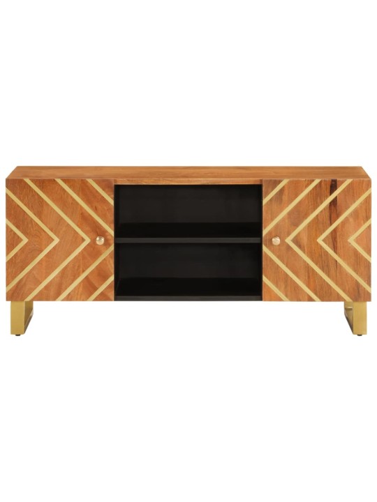 TV skříňka hnědá a černá 105 x 33,5 x 46 cm masivní mangovník