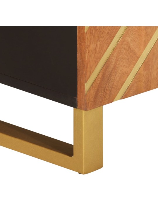 TV skříňka hnědá a černá 105 x 33,5 x 46 cm masivní mangovník