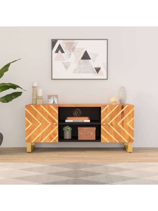 TV skříňka hnědá a černá 105 x 33,5 x 46 cm masivní mangovník
