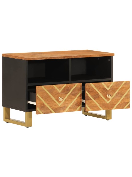 TV skříňka hnědá a černá 70 x 33,5 x 46 cm masivní mangovník