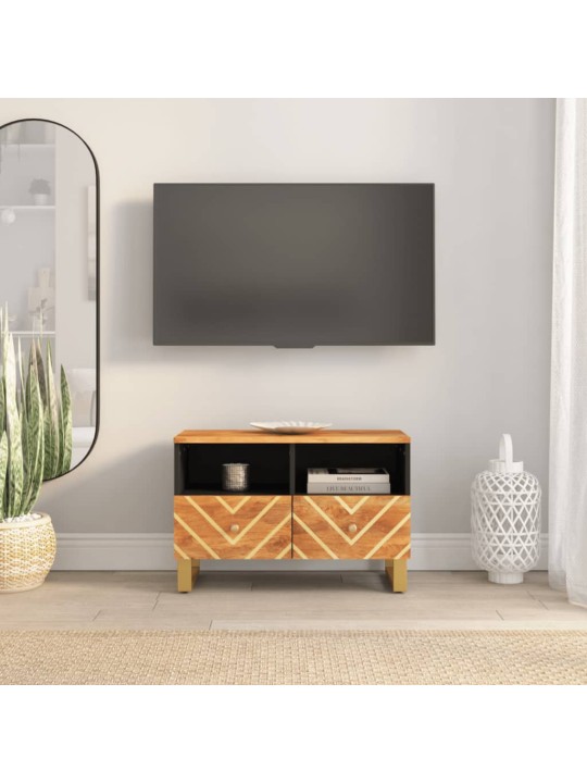TV skříňka hnědá a černá 70 x 33,5 x 46 cm masivní mangovník