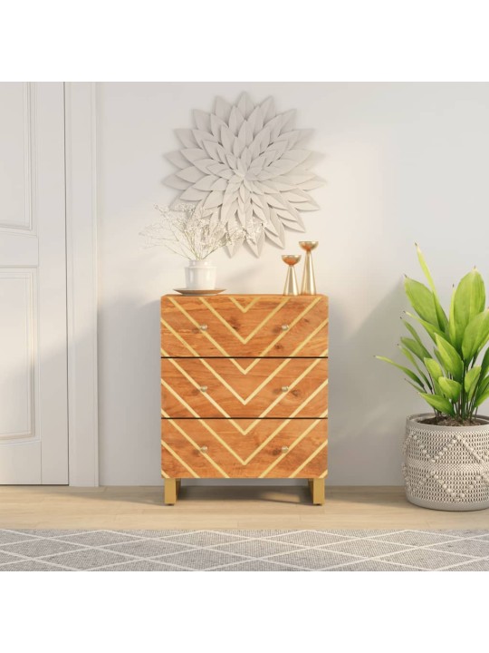 Odkládací skříňka hnědá a černá 60x33,5x75 cm masivní mangovník