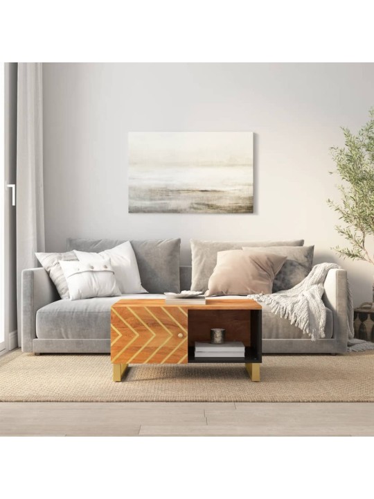Konferenční stolek hnědý a černý 80x50x40 cm masivní mangovník